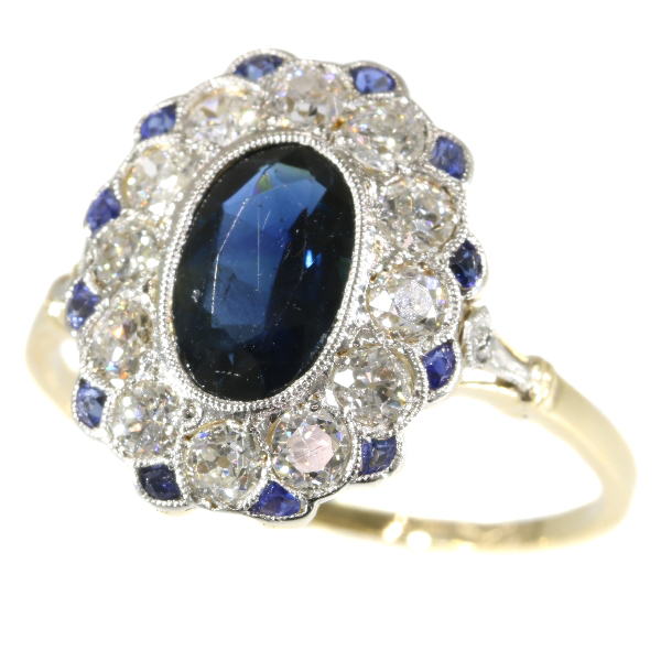 Most elegant diamond and sapphire Lady Di type of engagement ring